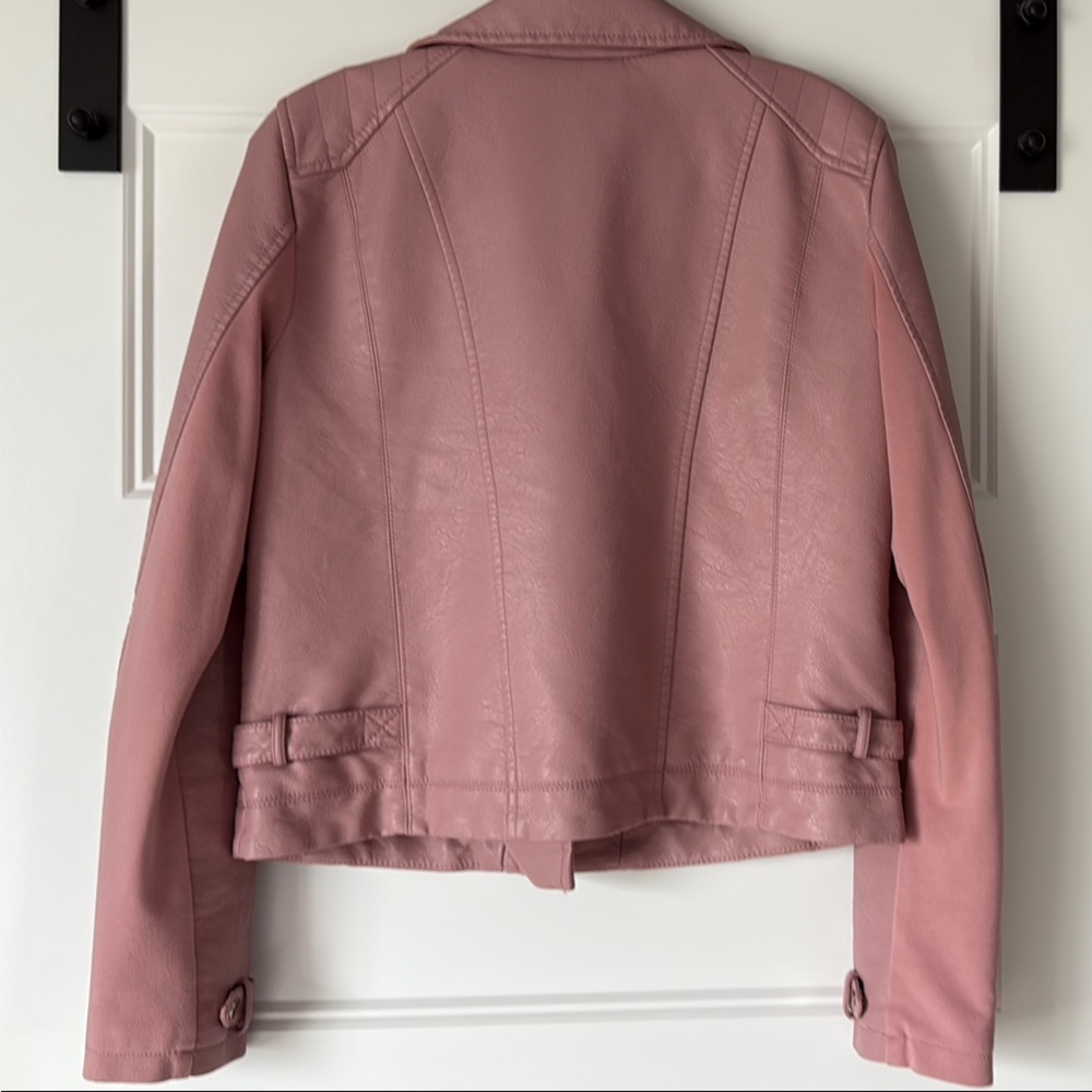 Women's Pink Faux Leather Moto Jacket by New York and Company - Picture 6 of 6
